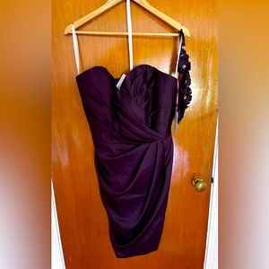 Aubergine strapless dress from Mirabella’s Bridal Boutique, by Jordan Fashions.